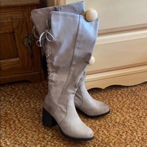 Light Gray Boots with Laces